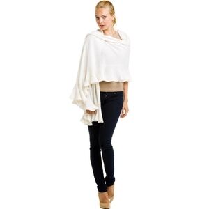 Magaschoni Cashmere "All Around Ruffle" Wrap Ivory